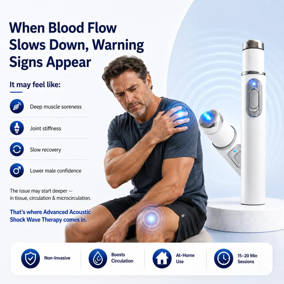 Advanced Acoustic Shockwave Therapy restores penile tissue health to enhance rise rigidity, stamina, and male performance confidence, relieving muscle pain, joint stiffness, tendon discomfort 📈