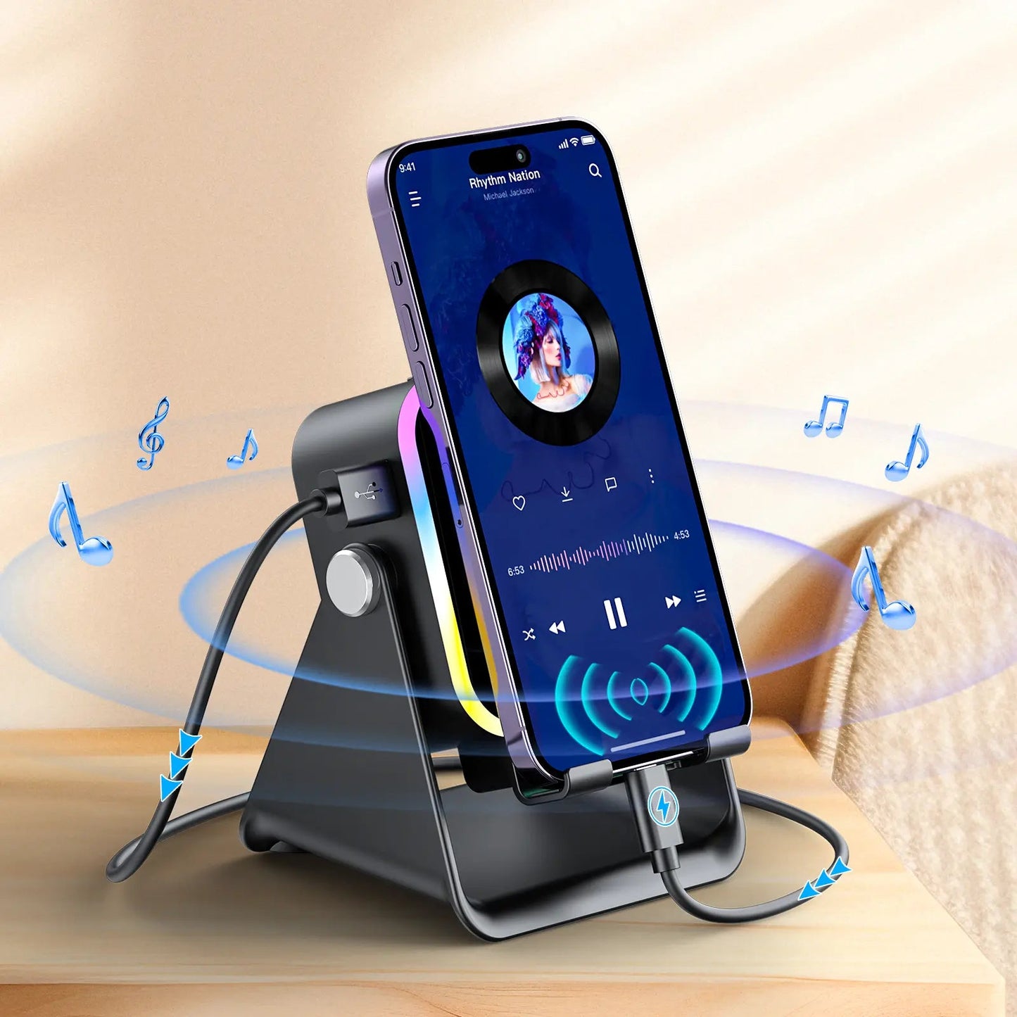 🔊🔊🔊 5-in-1 Wireless Speaker Phone Stand with Power Bank