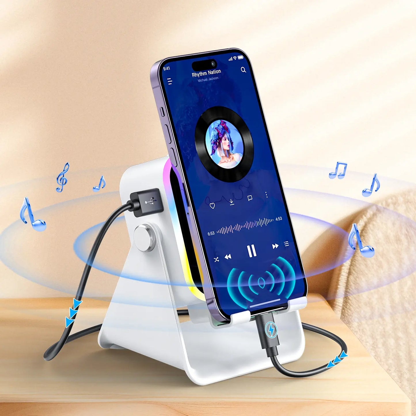 🔊🔊🔊 5-in-1 Wireless Speaker Phone Stand with Power Bank